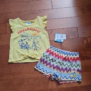 Nwt Disney Amalfi Coast Top and Zigzag Shorts Set